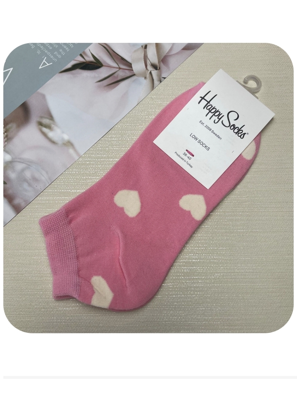 Happy Socks Pink Heart Low-Cut Socks
